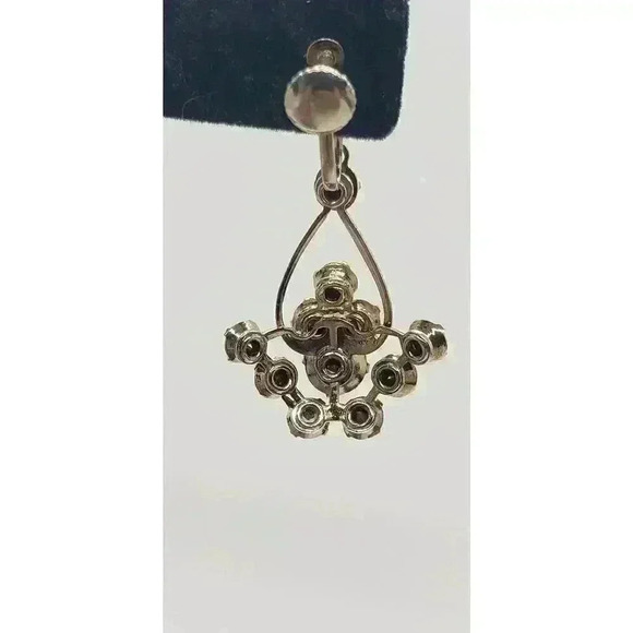 Earrings Cherry Red Long Dangle cluster Rhinestone Vintage Screw Chandelier - Picture 7 of 9